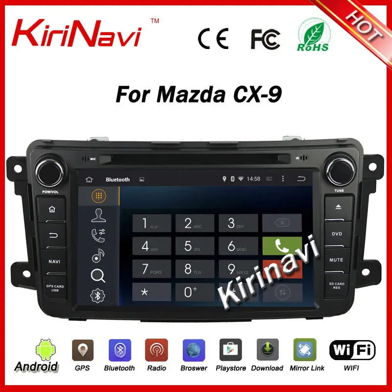 Top KiriNavi Android 7.1 car multimedia system for mazda cx9 cx-9 2007-2015 car radio dvd gps navigation stereo WIFI 3G Playstore 4