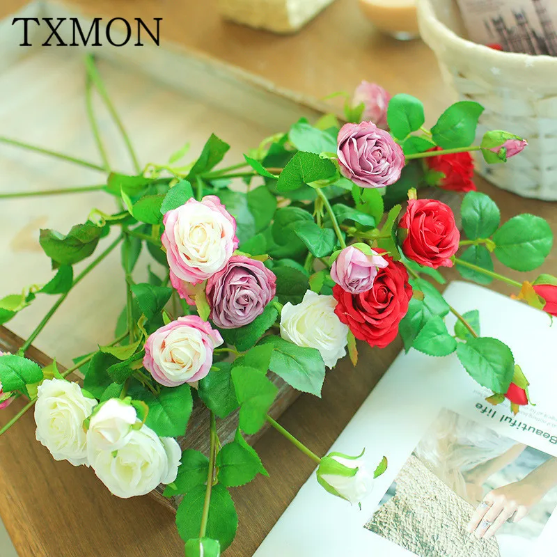 Simple 64cm 5 heads European Rose Home Decoration Flower Simulation