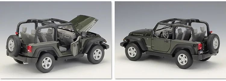 3 шт./лот с высоким берцем на каждый день 1/24 масштабная модель автомобиля игрушки 2007 Jeep Wrangler SUV литая модель металлическая модель автомобиля игрушка