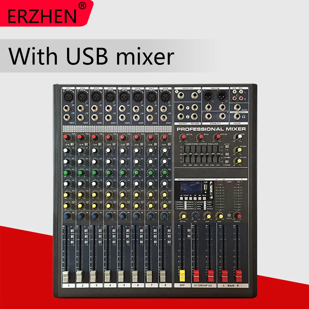 

Audio Mixer Console W9000T8C Professional Mixer Audio Amplifier Sound Processor 8 Channel