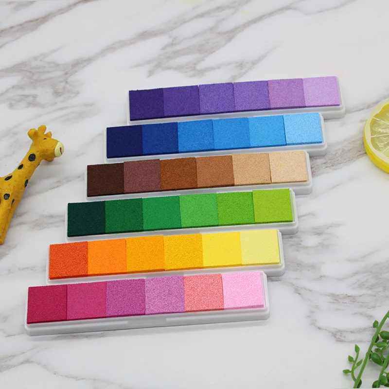 

'The Best' Fingerprint Ink Pad Gradient Color Rubber Inkpad Stamp Finger Print For Children Kids 889