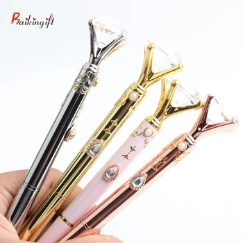 

2019 New cute pens Large Diamond Metal Ballpoint Anime Sailor Moon Stationery Office Stationery Writing Supplies or gift