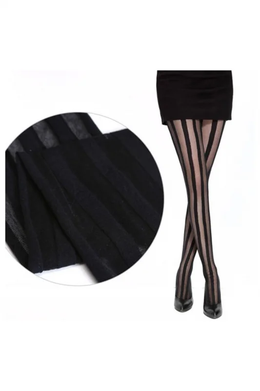 

Ladies Women's Fashion Sexy Black Stripes Pattern Stockings Tights Pantyhose