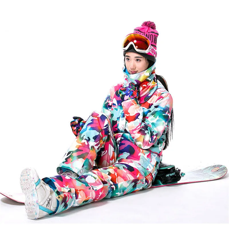 Брендовый лыжный костюм для женщин, теплые водонепроницаемые лыжные костюмы, комплект для женщин, уличные спортивные зимние пальто, сноуборд, зимние куртки и брюки