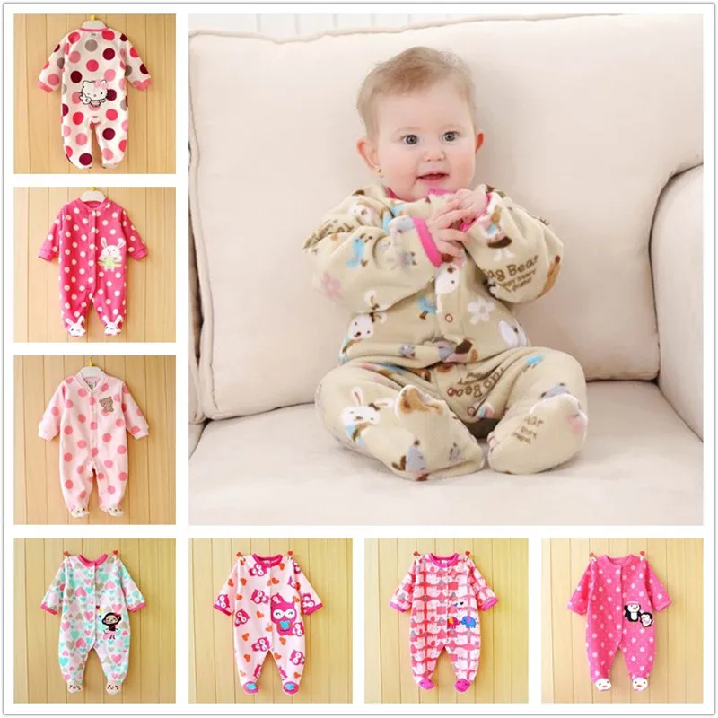 0-12M Autumn Fleece Baby Rompers Cute 