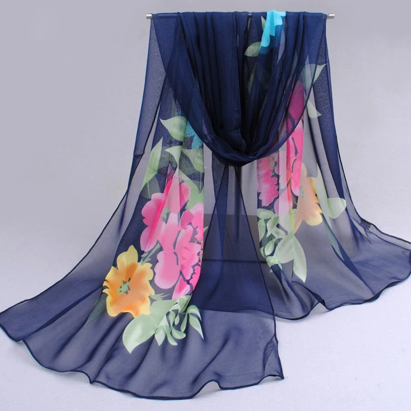 

2019 fashion pashmina women scarf new design floral shawl silk chiffon Tippet muffler hot Polyester Scarves drop shipping