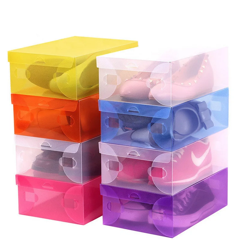 

Thickening flip type transparent male and female shoebox PP plastic folding shoe box children's storage box custom made