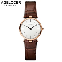 2019 Luxury Brand AGELOCER Switzerland Watches Women Leather Ultra Slim Gold Quartz-watch Female Clock Relogio Feminino Montre G