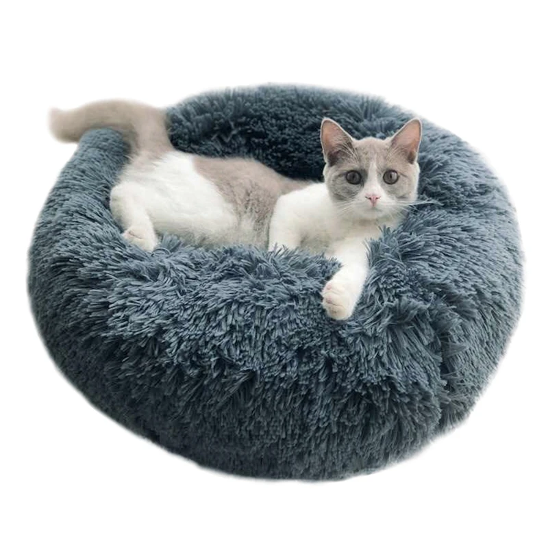 Роскошная пушистая кровать для домашних животных для кошек, собак, круглая плюшевая уютная саморазогревающаяся кровать для сна высокого качества, Cama Para Gato Coussin Chat