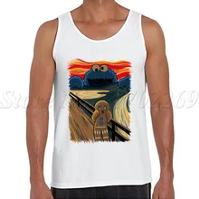 Новая мода Для мужчин лето крик Топы Cookie muncher мультфильм печатных мужской Винтаж Стиль Повседневный жилет