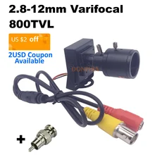 800tvl варифокальный объектив мини-камера мм 2,8-12 мм регулируемый объектив + RCA адаптер видеонаблюдения камера видеонаблюдения автомобиля обгон камера