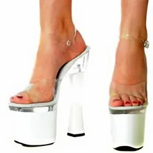 Фабричные качественные товары; прозрачная сумка с босоножками; очень высокий каблук 18 см; пикантные босоножки для ночного клуба