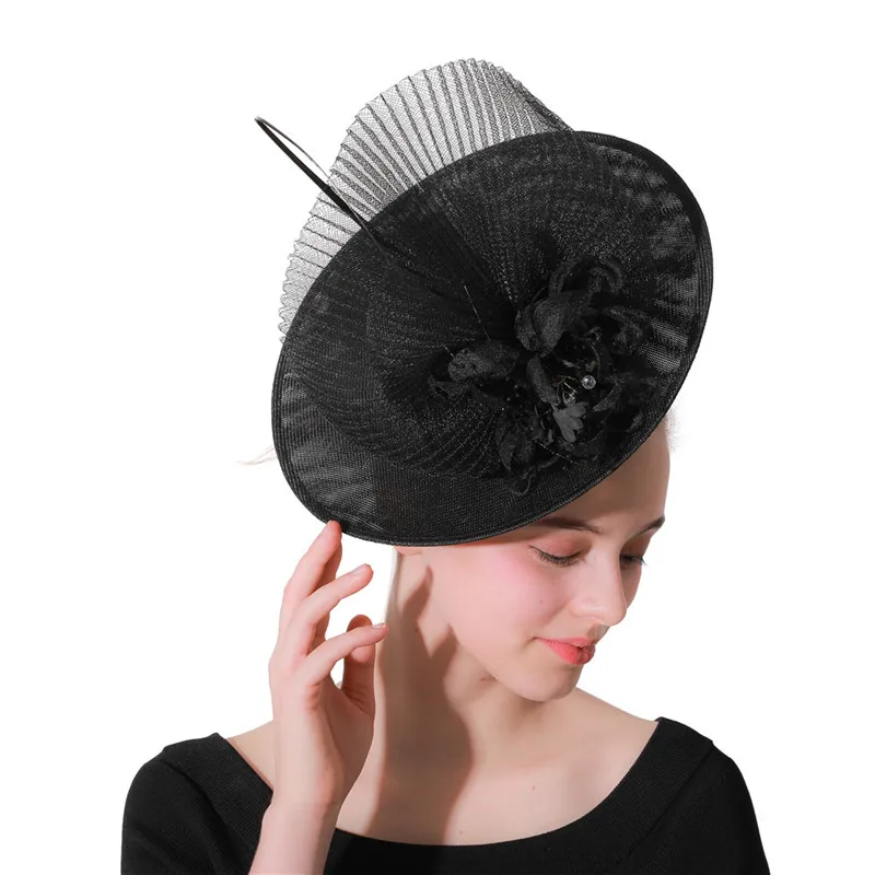 Черная Шляпа Дерби Kentucky millinery Вуалетка для женщин свадебная чайная Коктейльная