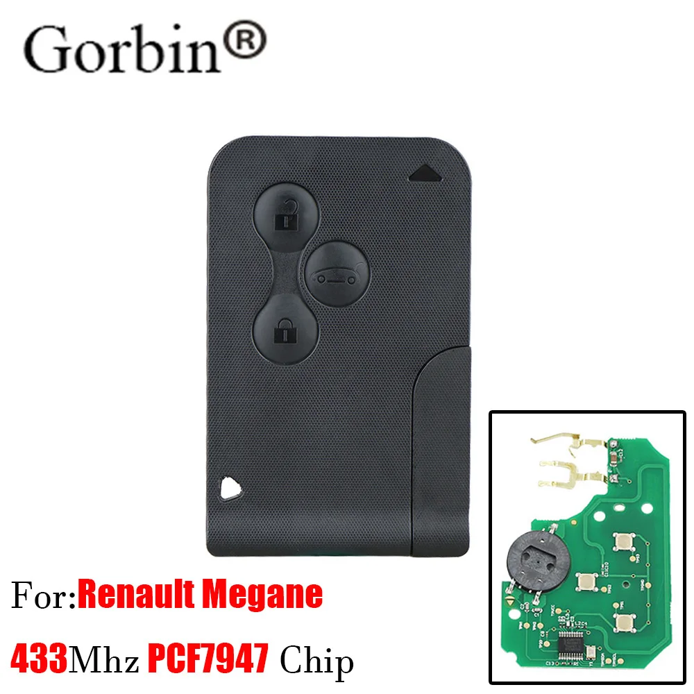 

GORBIN 3Buttons Smart Remote Key Keyless Fob 433Mhz For RENAULT Megane Scenic 2003-2008 PCF7947 Chip ID46 Car keys