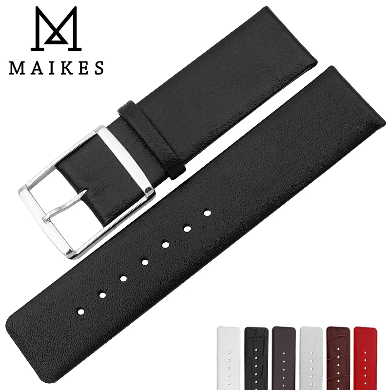 MAIKES Watch Accessories 16mm-22mm Genuine Leather Watch band For Calvin Klein Watch Strap Replacement Bracelet CK Watchband