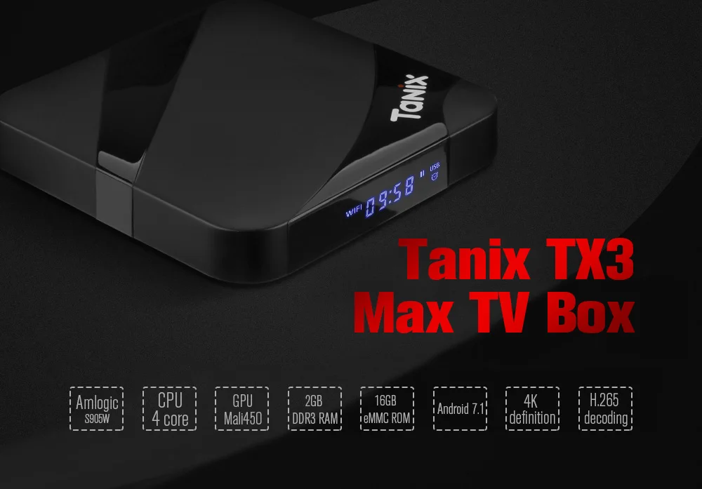 Горячая Распродажа ТВ-приставка Tanix TX3 Max Android 7,1 четырехъядерный процессор 4K Amlogic S905W 2 Гб ОЗУ 16 Гб ПЗУ Bluetooth приставка HDMI смарт-медиаплеер