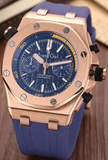 

Luxury Brand New Men Sport Watches Stainless Steel Rose Gold Silver Black Rubber Luminous Chronograph Sapphire Limited Watch AAA