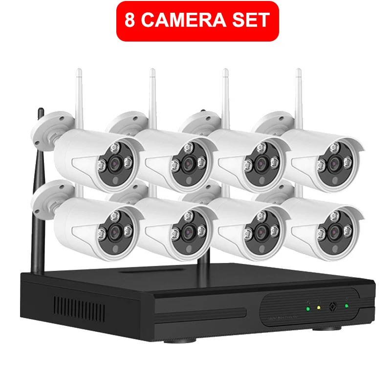 8CH Беспроводная NVR CCTV система Plug& Play 720P HD H.264 IP66 Водонепроницаемая Домашняя безопасность видео wifi IP камера комплект видеонаблюдения - Цвет: 8CH White