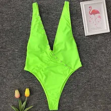 Сексуальный цельный купальник с глубоким v-образным вырезом Mujer, слитный купальник с высокой посадкой, женский купальный костюм, монокини с пуш-ап 5111