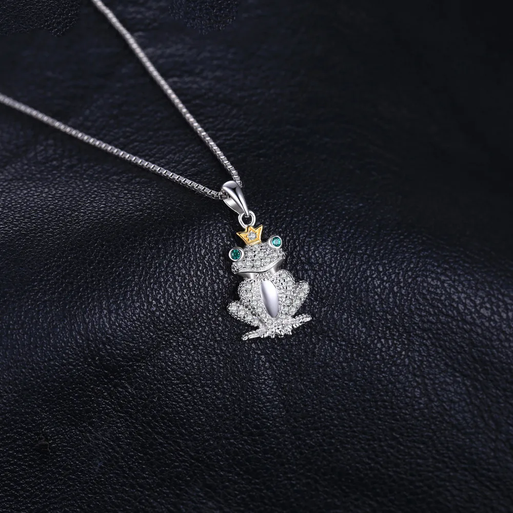 JewelryPalace Frog Modeling 0.1ct Nano Russian Simulated Emeralds Crown Pendant 925 Sterling Silver Jewelry Not Include A Chain