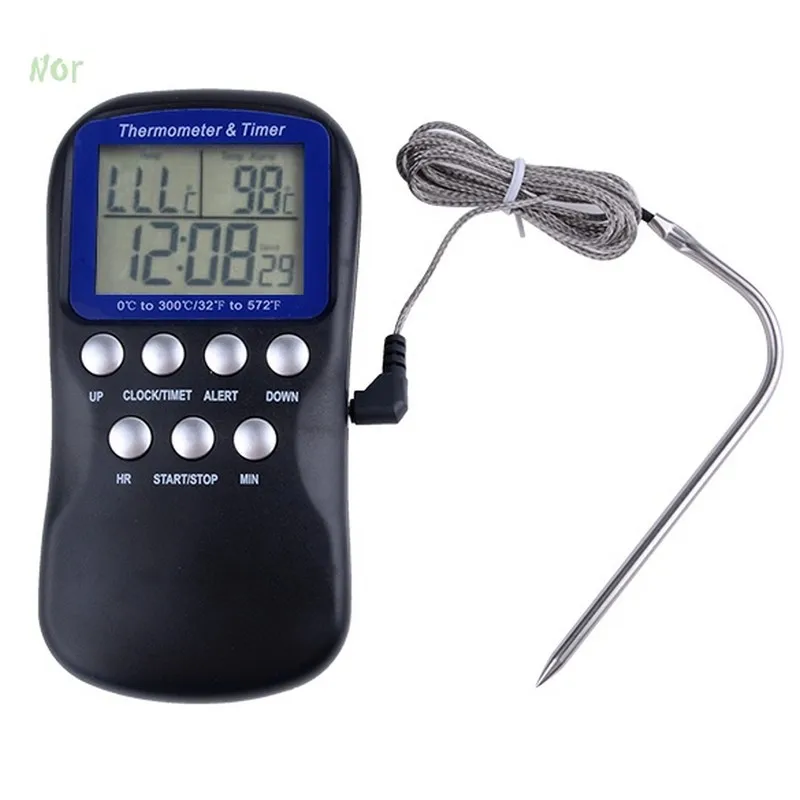triple LCD Temperature Food Probe Oven Meat Digital Thermometer Kitchen
