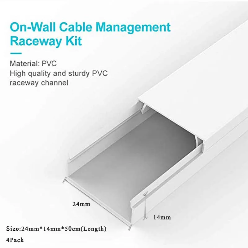 Cubierta de Cable de 24x14mm, Canal eléctrico de PVC para ocultar Cables, canal de gestión de Cables, corrector de Cable de TV