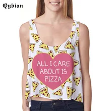 Qybian 2017 Summer Style Crop Tops Love pizza Print Harajuku Women Fashion Camis Sexy Casual short Vest for women