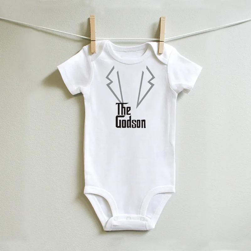 Baby Boys Girls Romper With Letter The Godson Printed Rompers White  Summer Clothes Baby Kid Toddler Unisex Baby Onesie Infant X