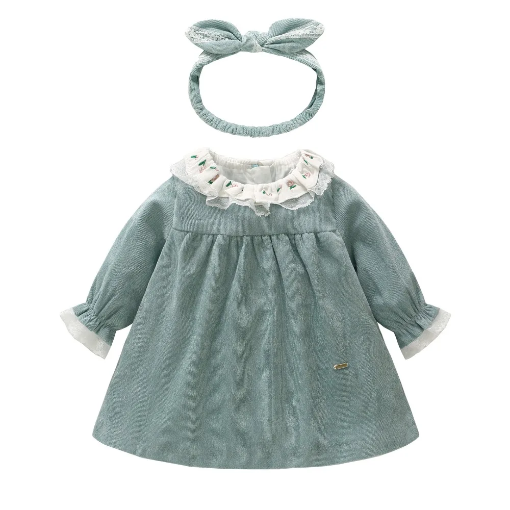 

Baby Girl Dress with Headband Girl Floral Long Sleeve Princess Birthday and Party Dress Kids Cor 1 Year Birthday dress