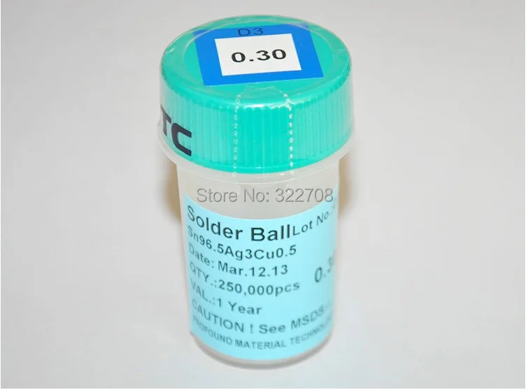 

Free shopping 0.3/0.4/0.5/0.6/0.76mm PMTC 96.5Ag3Cu0.5 solder ball BGA-sik tin tables 250K / Bottle