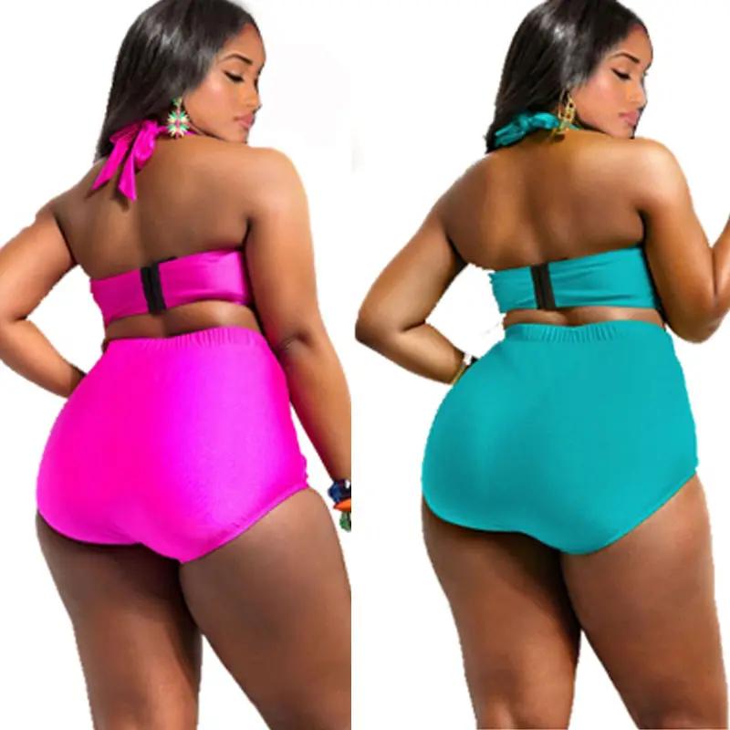 Plus Size Solid Women High Waist Bikini Swimsuit Bottom
