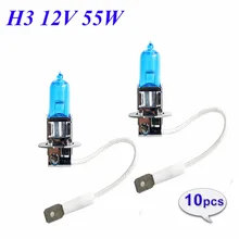Flytop H3 12В 55 Вт 5000 K 10 шт. 1600Lm Ксеноновые лампы для фар темно-синие стеклянные Замена автомобиля галогеновая лампочка супер белый
