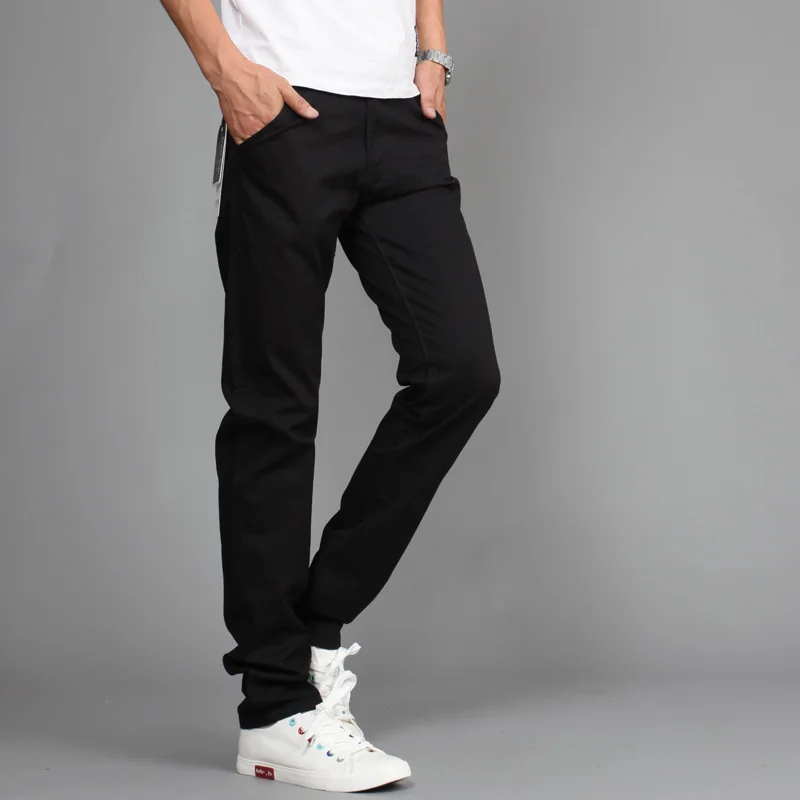 

Left ROM 2019 New Men's Fashion Boutique Pure Color Straight Leisure Pants / Men Cotton Business Casual Pants Trousers Slacks