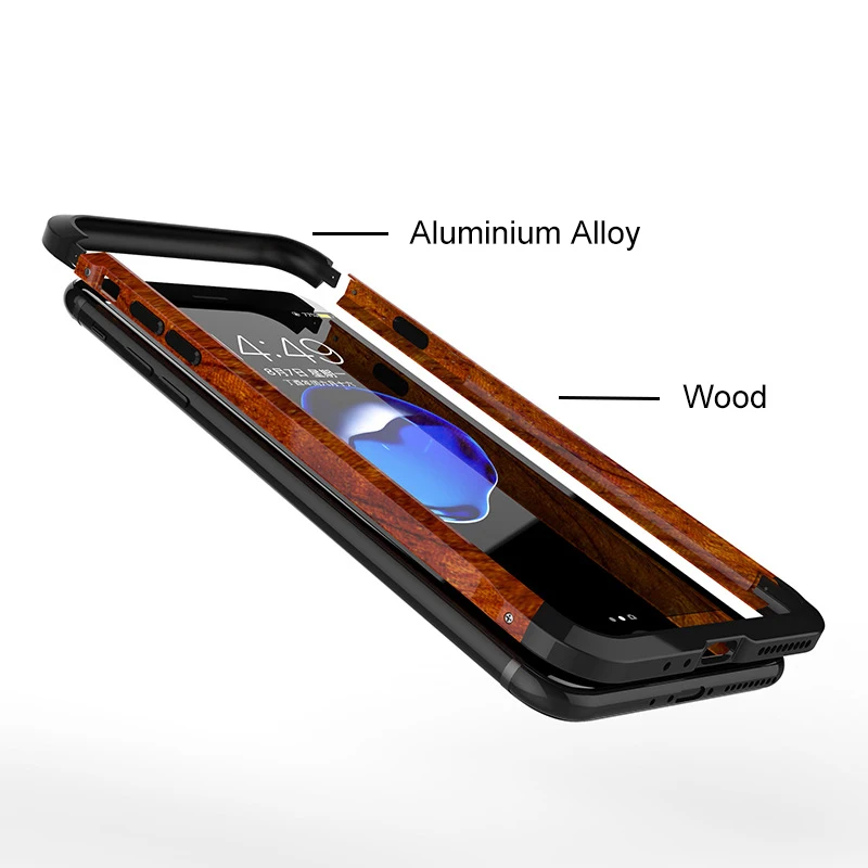 Ascromy For iPhone 7 Wood Metal Back Case Hybrid Aluminium Frame Protective Bumper Case for Apple iPhone 8 Plus 6 6S Accessories (3)