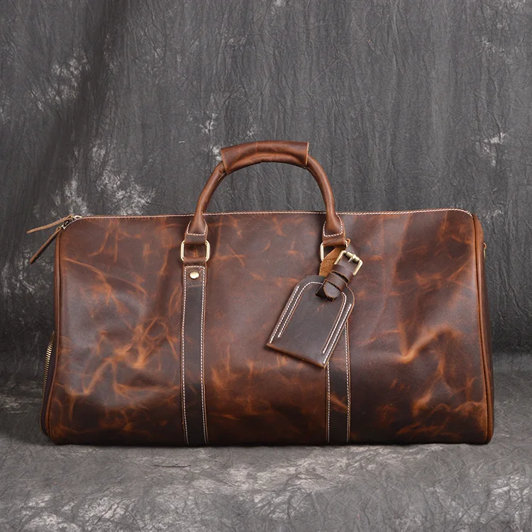 

Imported first-level leather men's handbag travel crazy horse leather shoulder large capacity bag