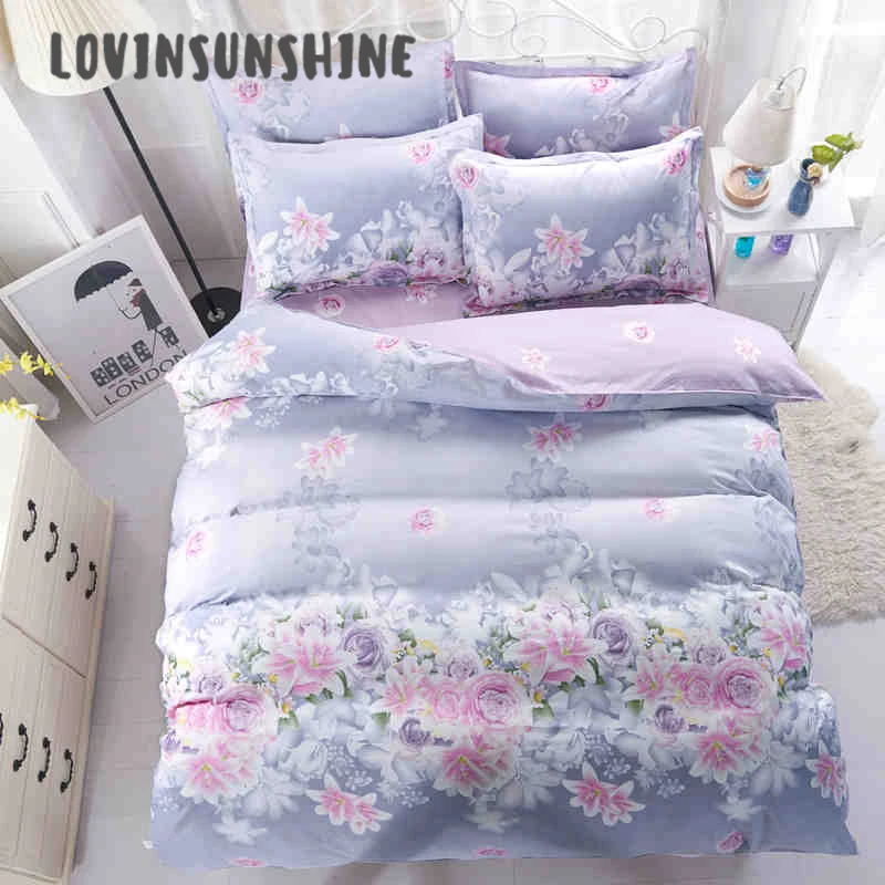 

LOVINSUNSHINE Bed Sheet Duvet Cover Bed Set King Size Home Textile Fresh Flower Design Bed Quilted Comforter AB#70