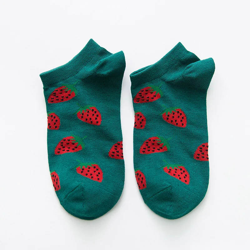 Strawberry Носки унисекс; коллекция года; сезон лето; 1 пара; Короткие хлопковые однотонные носки с милым рисунком животных; Модные женские носки до щиколотки для мужчин и женщин - Цвет: Strawberry