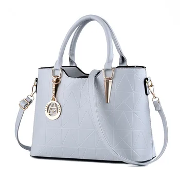 

High Quality Fashion PU Women Handbag Light Grey Casual Office Lady Shoulder Bag Crossboday