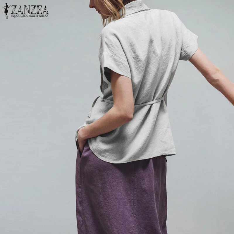 ZANZEA المرأة الدانتيل يصل بلوزة 2019 الصيف الصلبة شيك قميص قصيرة الأكمام طية صدر السترة قمم السيدات أنيقة العمل Blusas Irreguler تونك قمم ZANZEA المرأة الدانتيل يصل بلوزة 2019 الصيف الصلبة شيك قميص قصيرة الأكمام طية صدر السترة قمم السيدات أنيقة العمل Blusas Irreguler تونك قمم