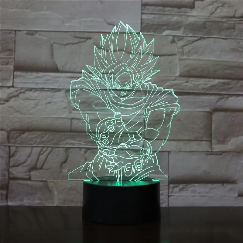 Фигурка "Dragon Ball" атмосферная настольная лампа Lampara Супер Saiyan Goku Usb 3d светодиодный ночник прикроватный сенсорный Сенсор освещение лампа - Испускаемый цвет: 7