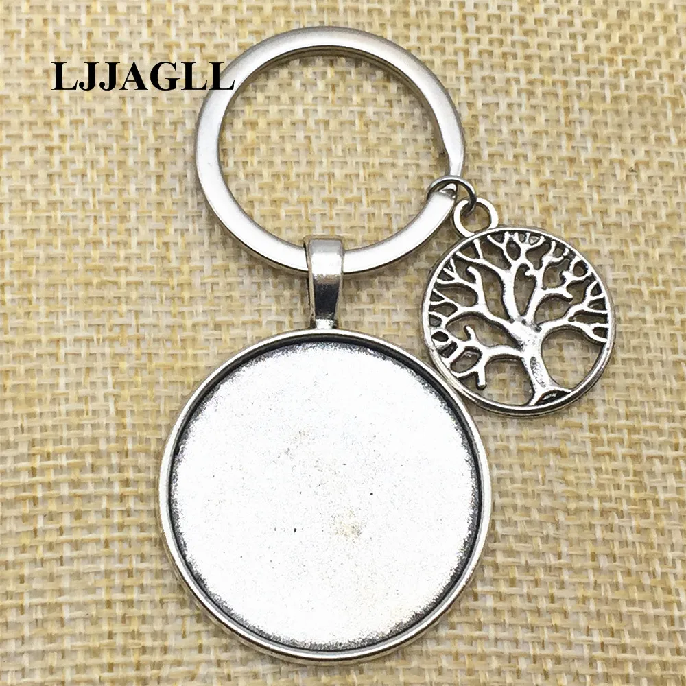 3pcs/lot Tree Of Life Charm Key Chain Silver Plated Keyring Fit round 30mm Cabochon Set Plant Pendant Diy Jewelry Make AYSQ191 | Украшения
