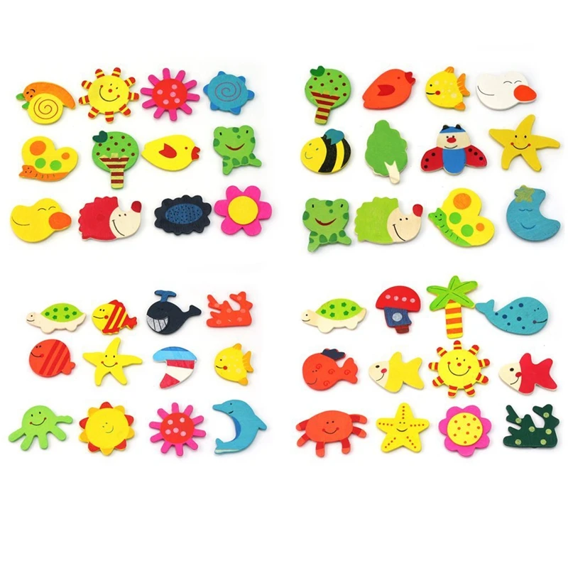

24 x New Wood Refrigerator Refrigerator Magnets Educational Toy for Baby Boy Developmental Developmental Toys For Kids Children