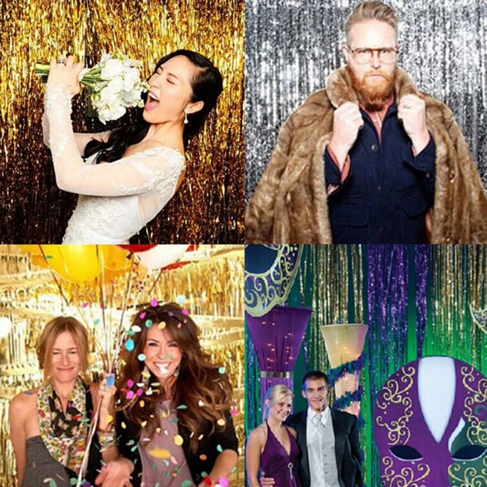3Pcs Gold White /& Red Shiny Metallic Foil Tinsel Party Wigs Costume Accessory
