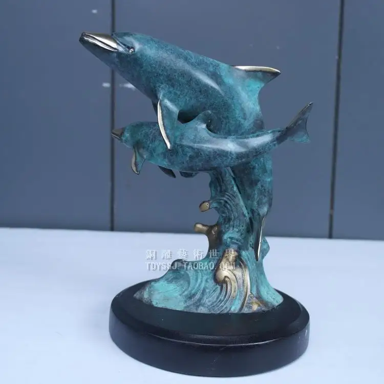 

stickers cutting dies The copper art crafts double dolphin fish decoration animal marriage sculpture statue saat