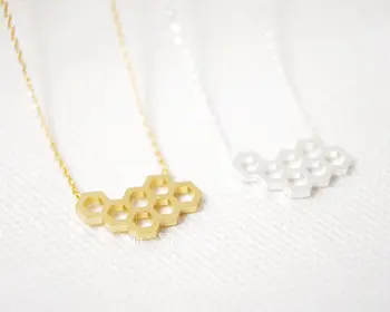 

Fashion Gold Silver Hive Pendant Necklace