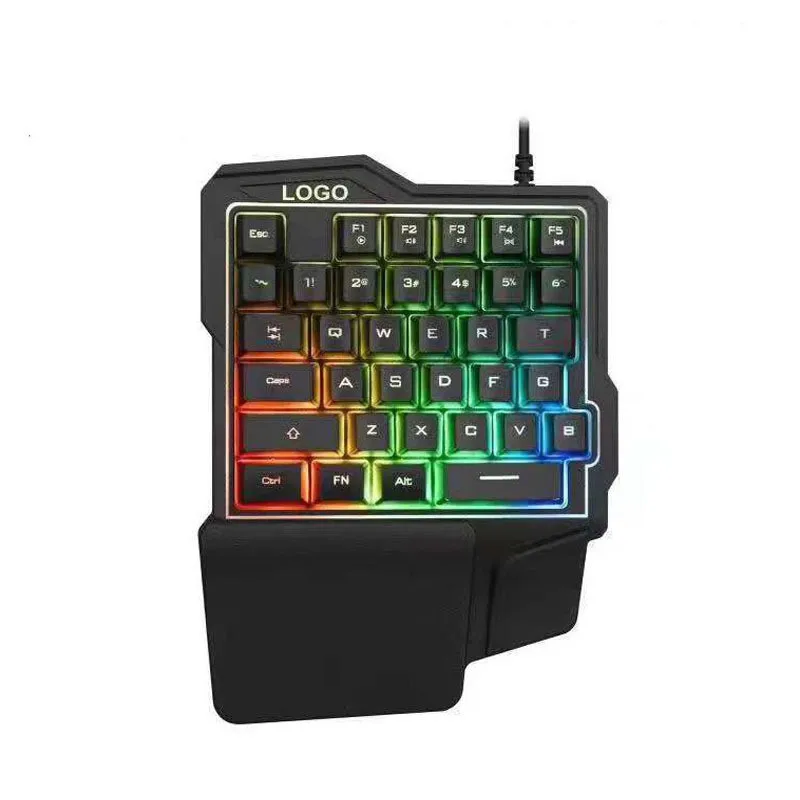 

New Android mobile phone game console keyboard k7 left hand one hand wired backlit keyboard