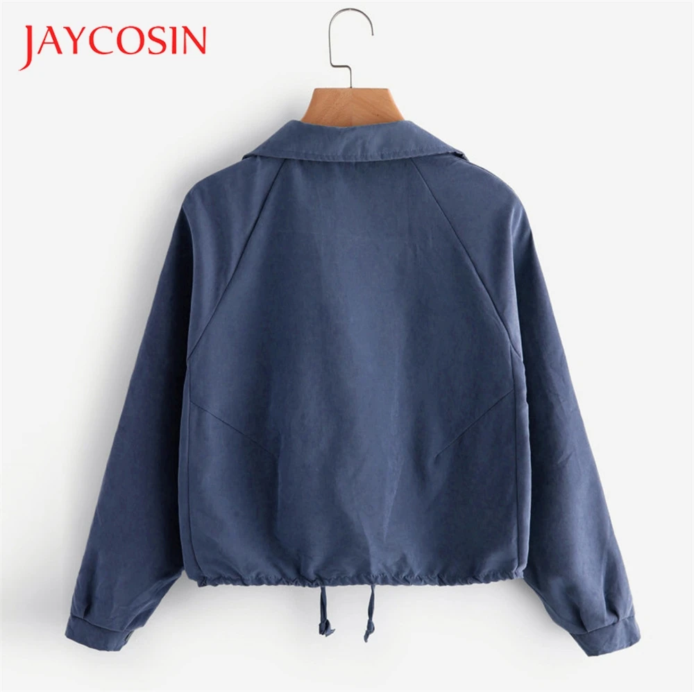 JAYCOSIN короткое пальто на пуговицах Женская Осенняя куртка с карманами однотонный