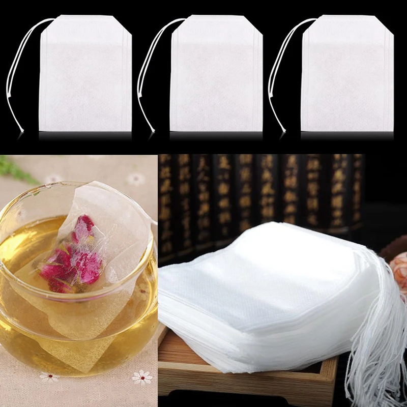 Azerin Teabags 100Pcs/Lot 5.5 x 6CM Empty Tea Bags With String Heal Seal Filter Paper for Herb Loose Tea Free Shipping Wholesale