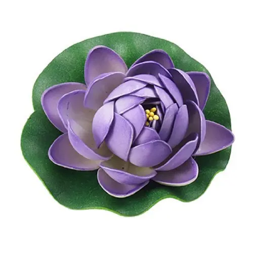 Fish Tank Aquarium Green Purple Floating Lotus Flower Emulational Plant