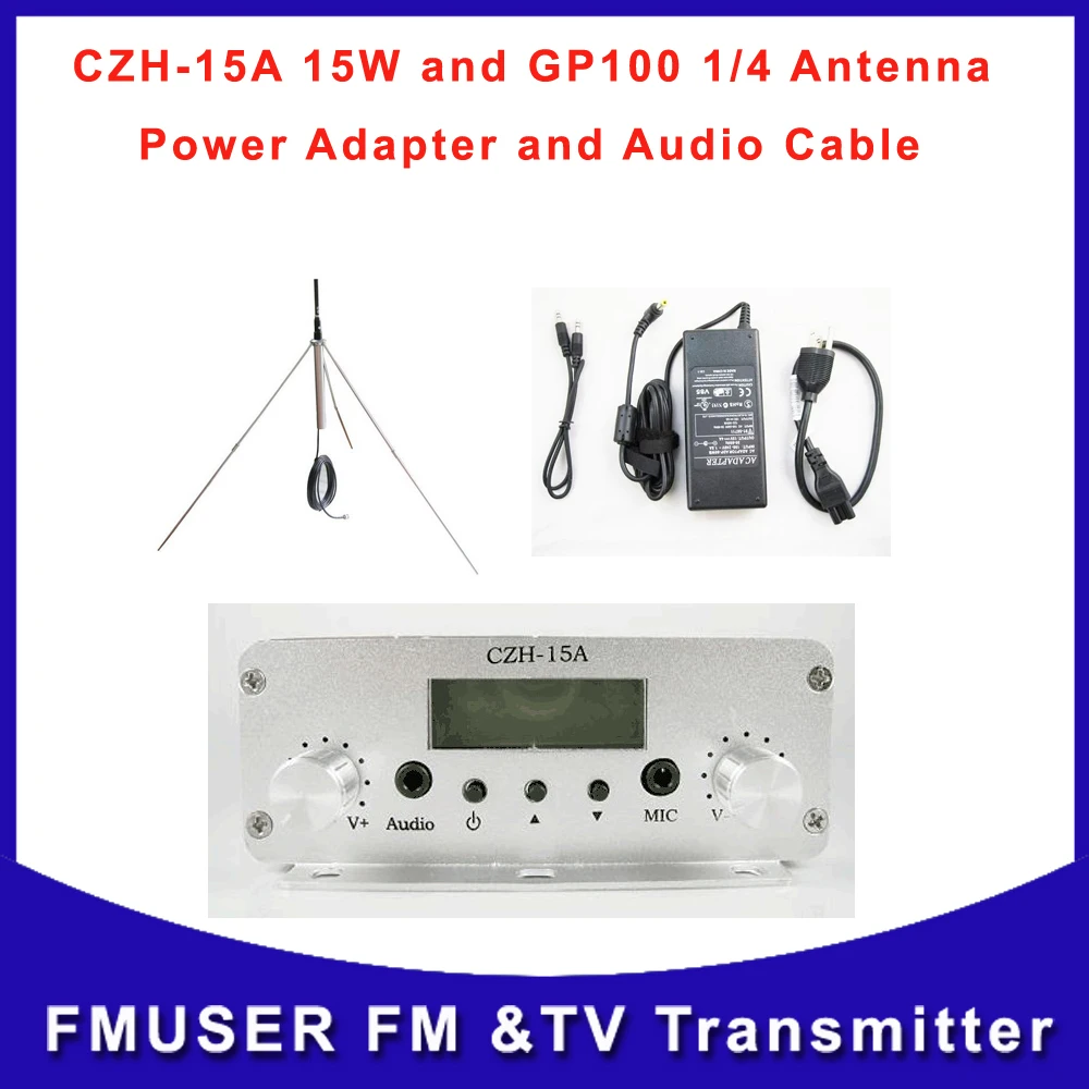 

15W 15watt FM broadcast transmitter stereo PLL FM radio station 87MHz-108MHz + power supply + GP antenna wholesales